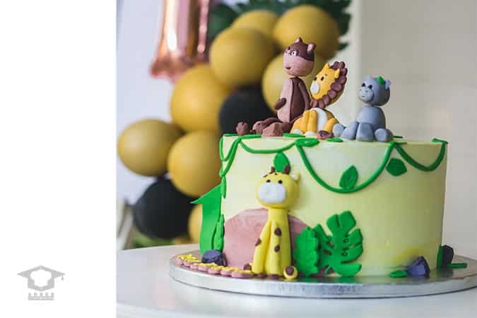 حیوانات جنگل روی کیک تولد پسرانه