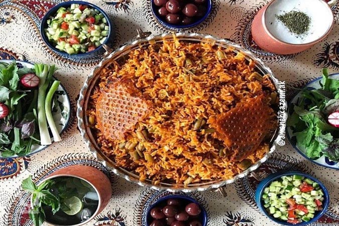 لوبیا پلو با گوشت