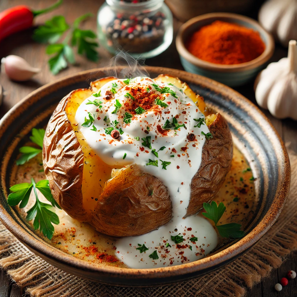 سیبزمینی تنوری با سس مخصوص