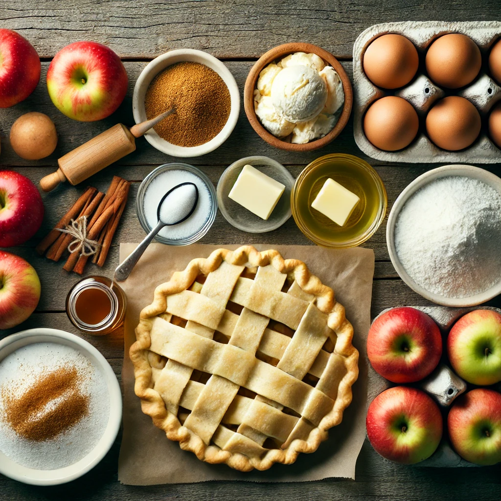 مواد لازم برای تهیه پای سیب با بستنی