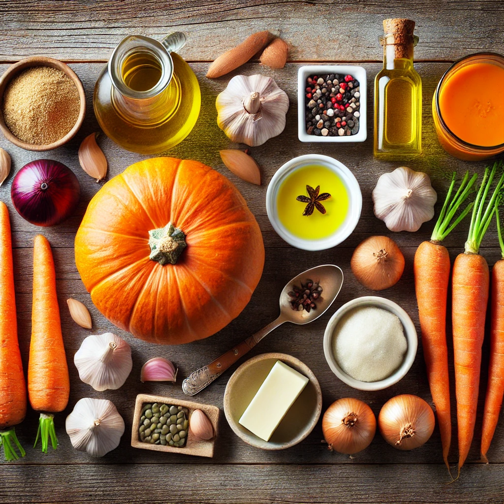 مواد لازم برای تهیه سوپ کدو و هویج