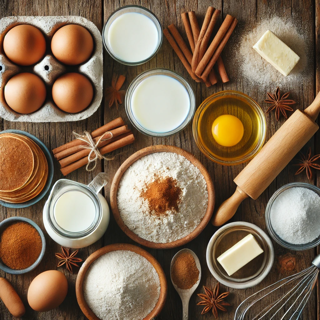 مواد لازم برای تهیه پنکیک دارچینی