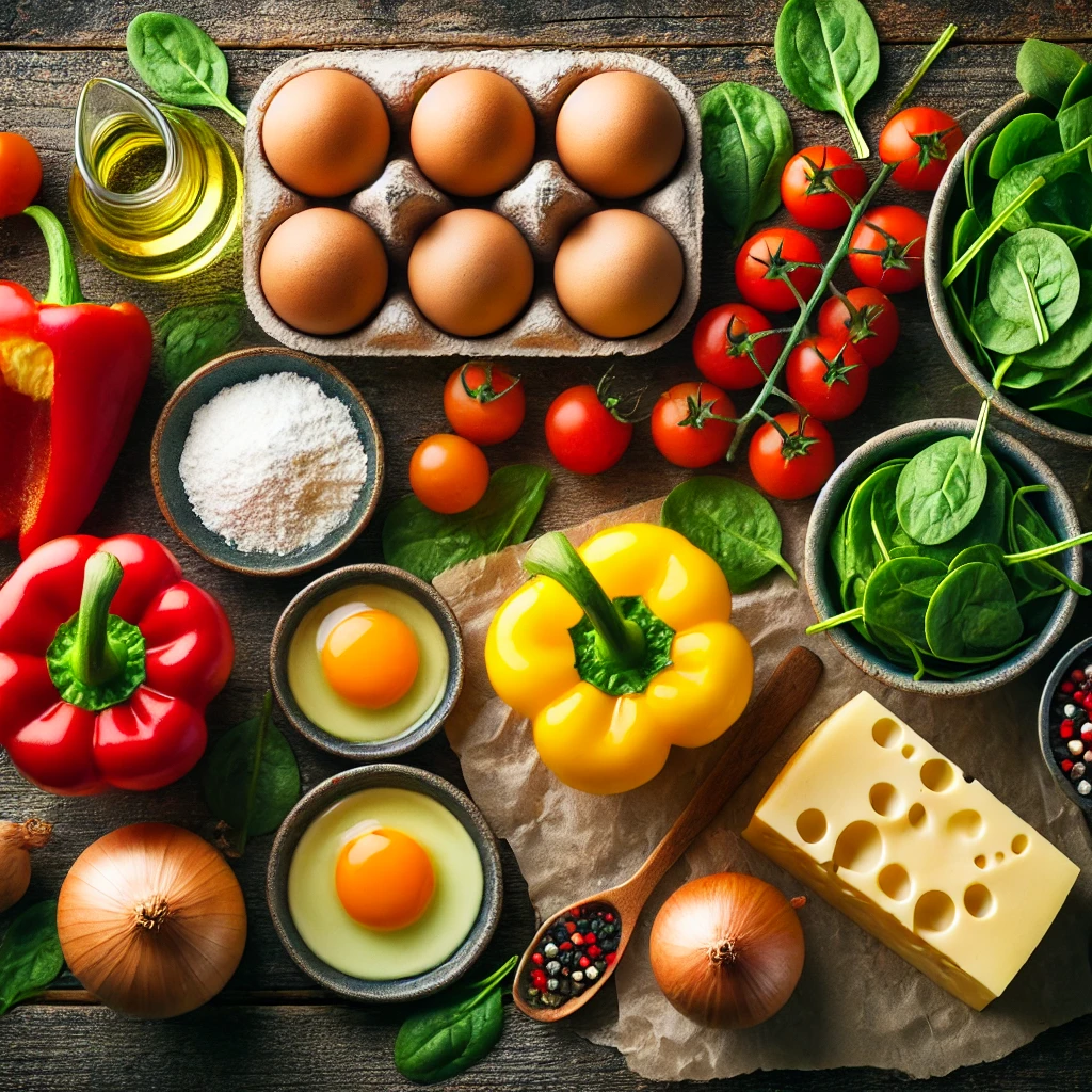 مواد لازم برای تهیه مافین تخم مرغ و سبزیجات