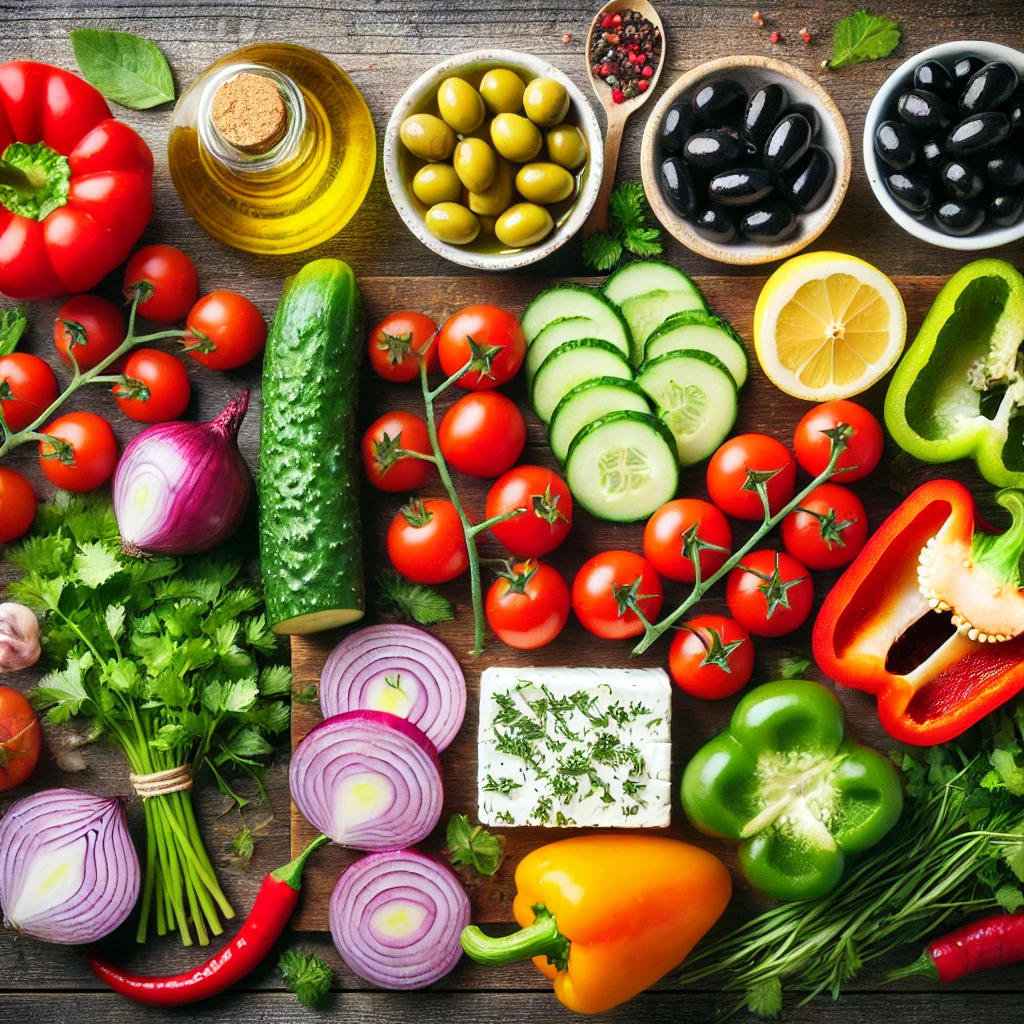 مواد لازم برای تهیه سالاد مدیترانه ای