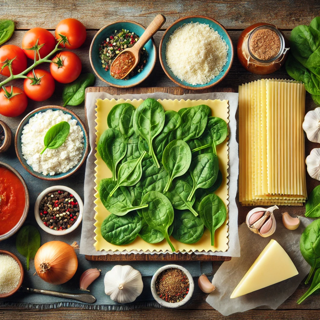 مواد لازم برای تهیه لازانیا اسفناج و قارچ