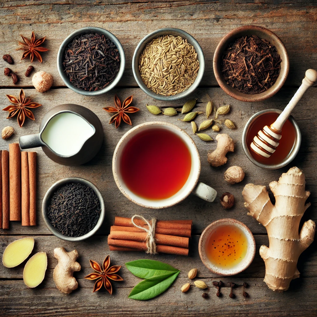 مواد لازم برای تهیه چای ماسالا با شیر
