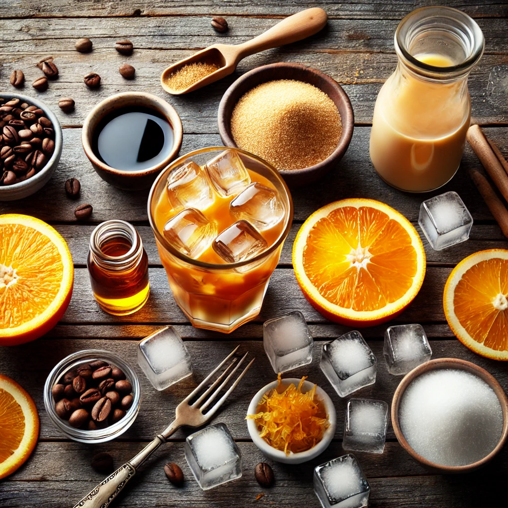 مواد لازم برای تهیه آیس کافی پرتقالی