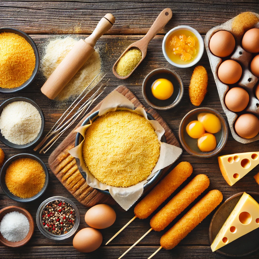مواد لازم برای تهیه کورن داگ پنیری سوخاری