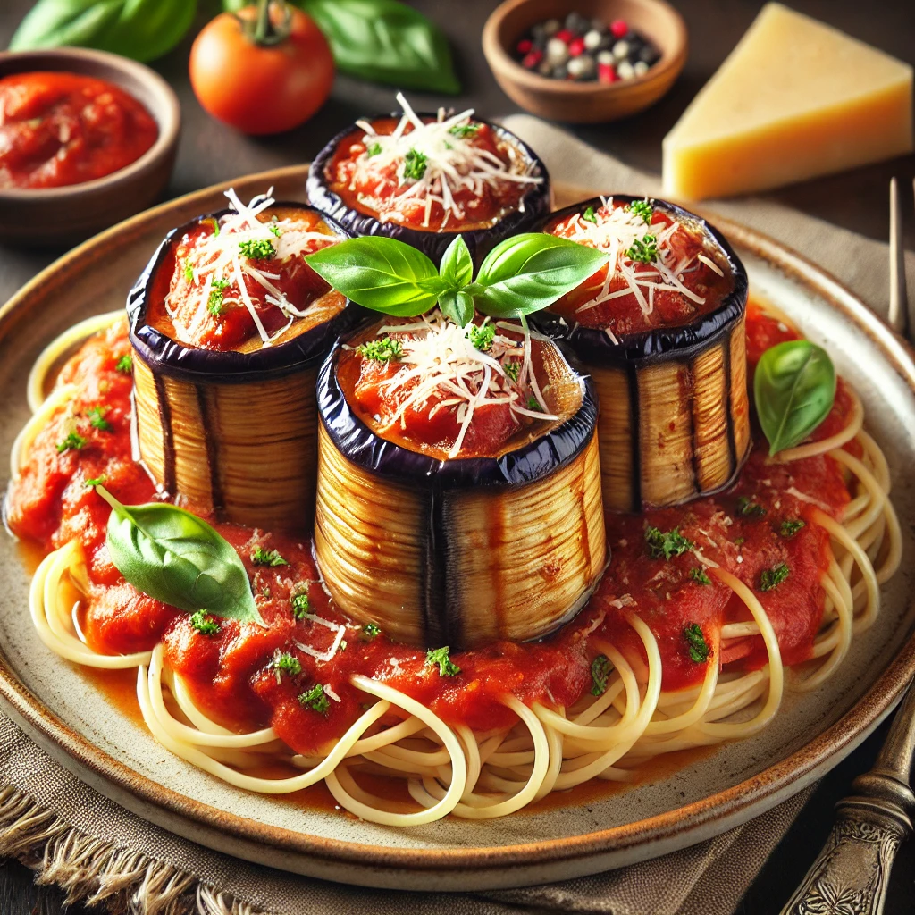 طرز تهیه اسپاگتی رول بادمجان