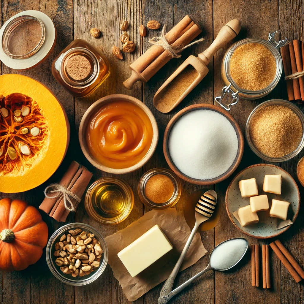 مواد لازم برای تهیه دسر کدو حلوایی و کارامل