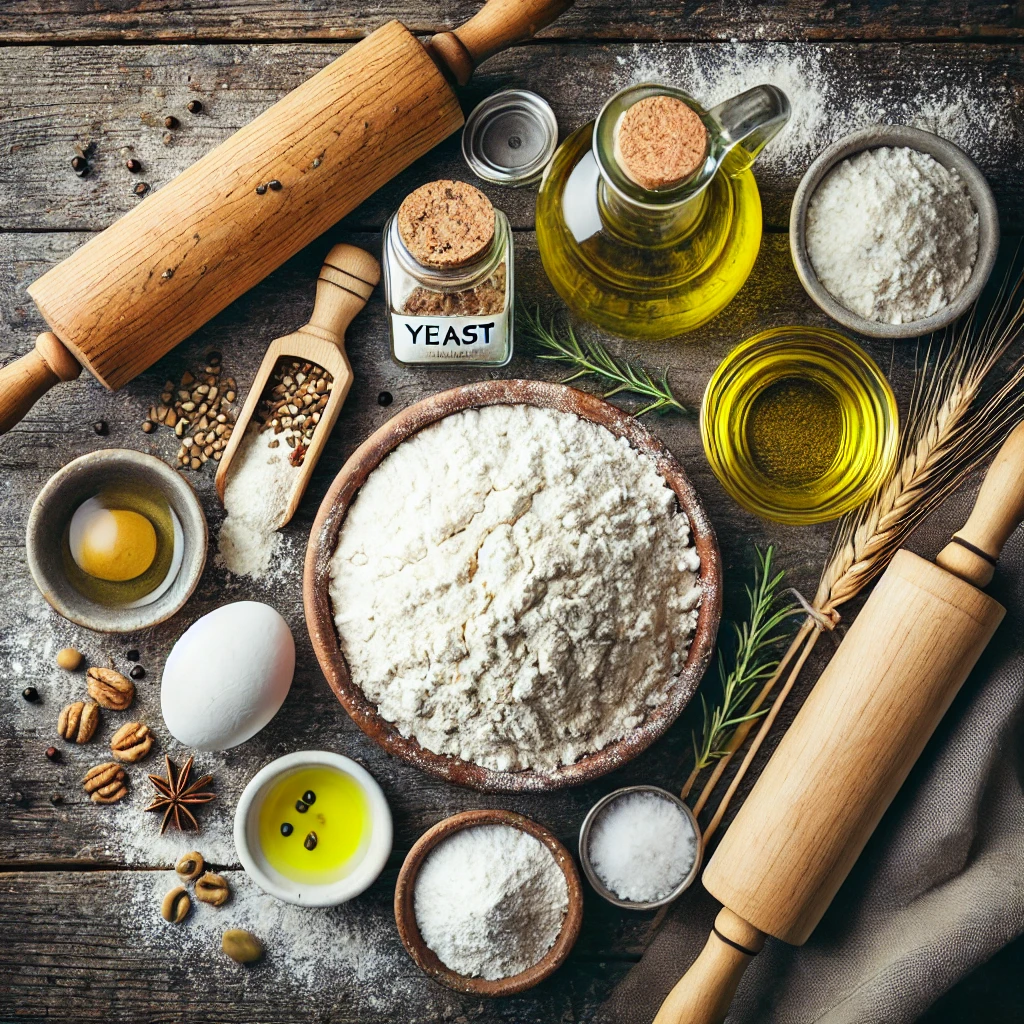 مواد لازم برای تهیه نان چاباتا