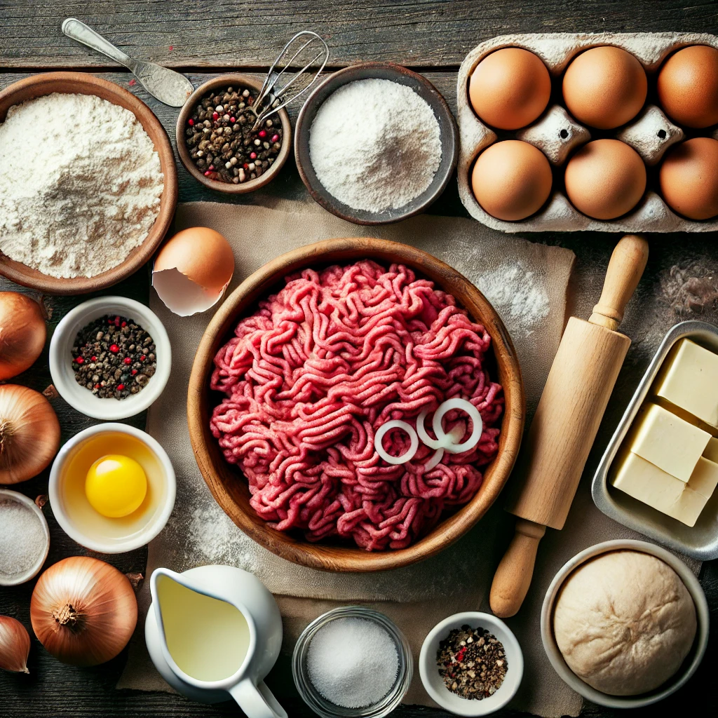 مواد لازم برای تهیه پیراشکی گوشت