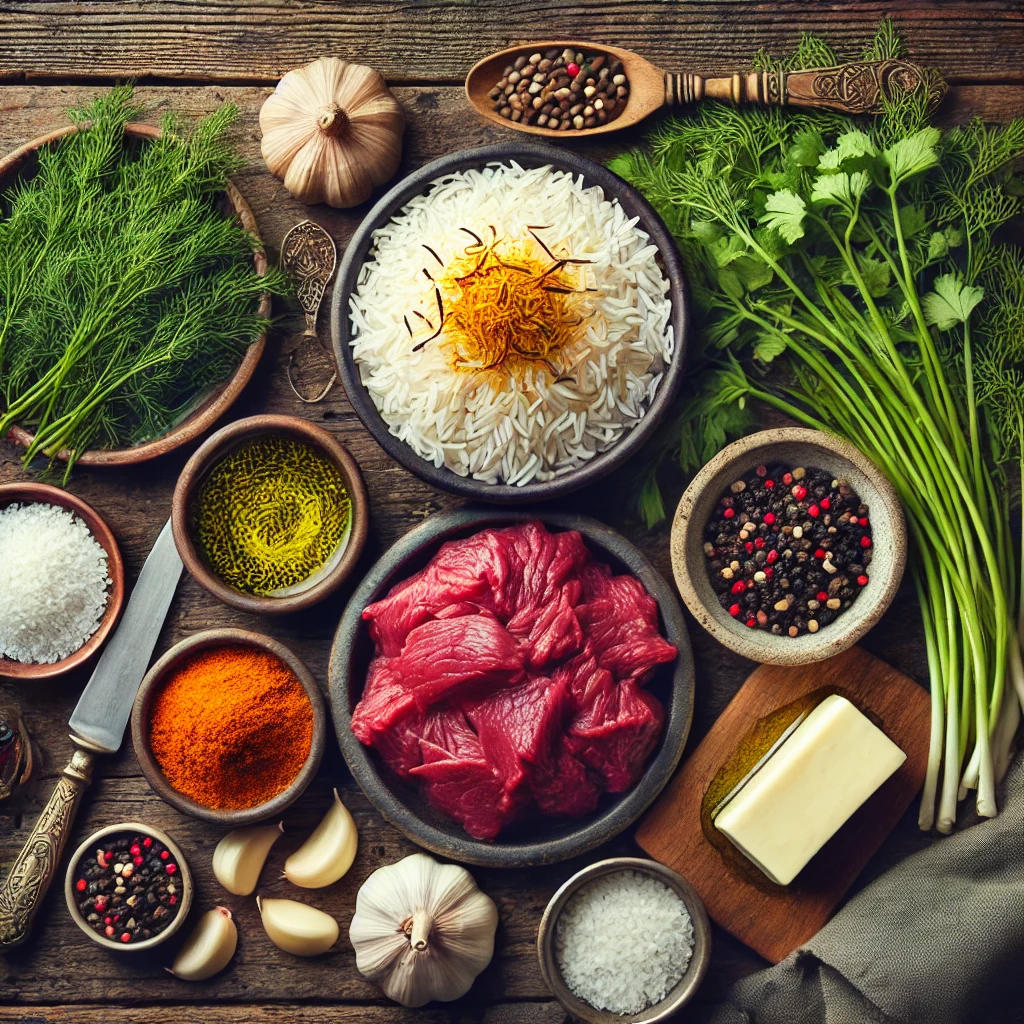 مواد لازم برای پخت شوید پلو با زبان