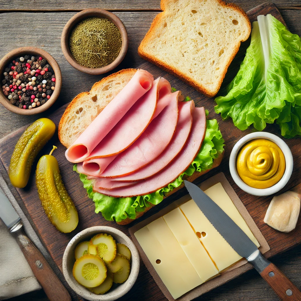 مواد لازم برای تهیه ساندویچ ژامبون تنوری خانگی