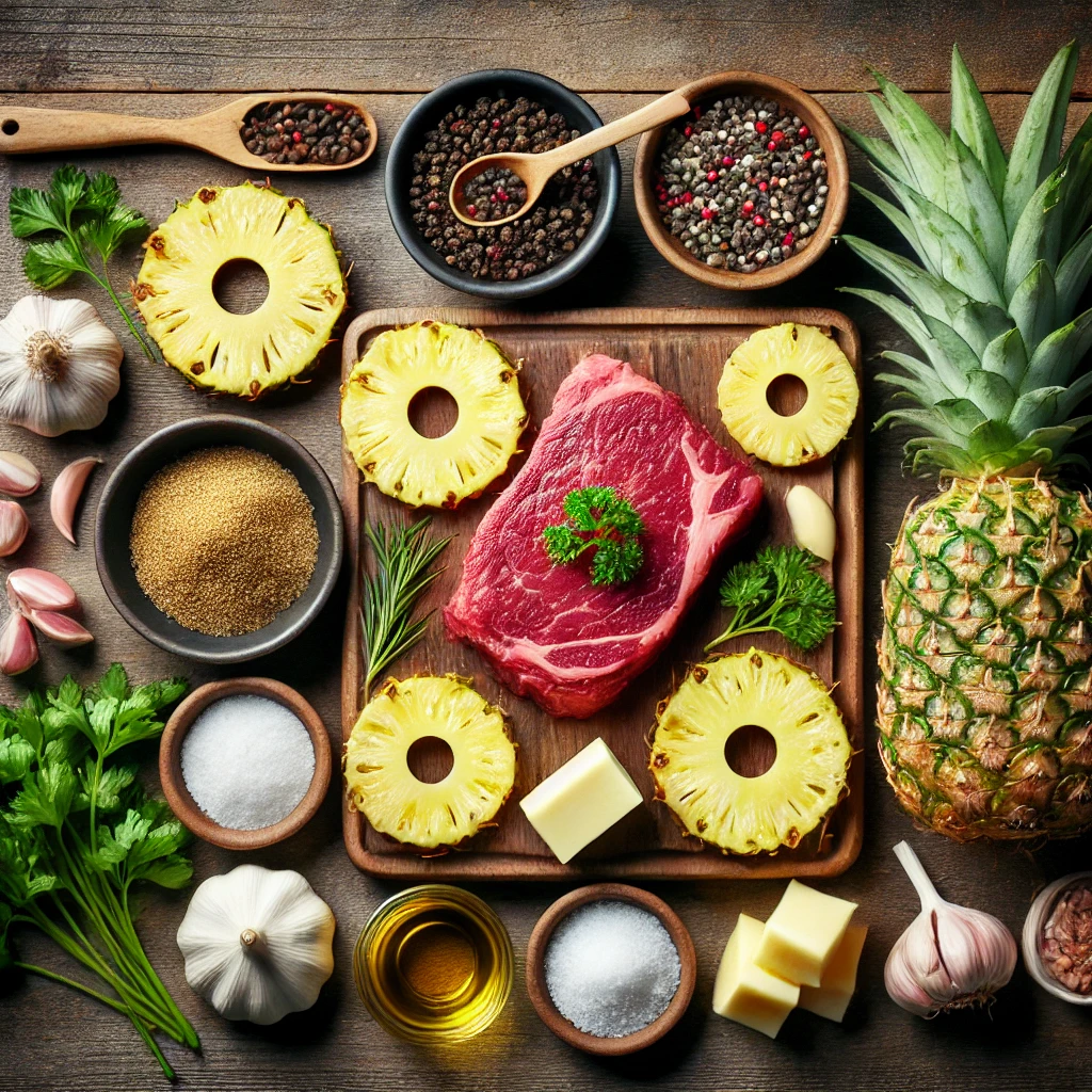 مواد لازم برای پخت استیک آناناس