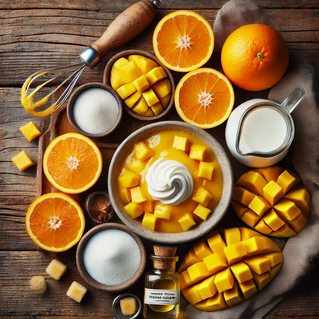 مواد لازم برای تهیه بستنی انبه و پرتقال