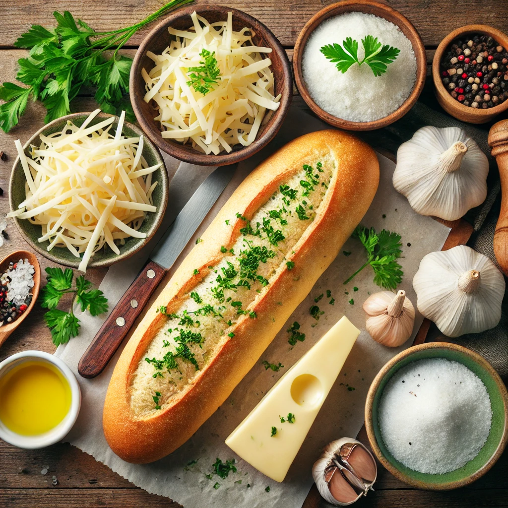 مواد لازم برای تهیه نان سیر با باگت