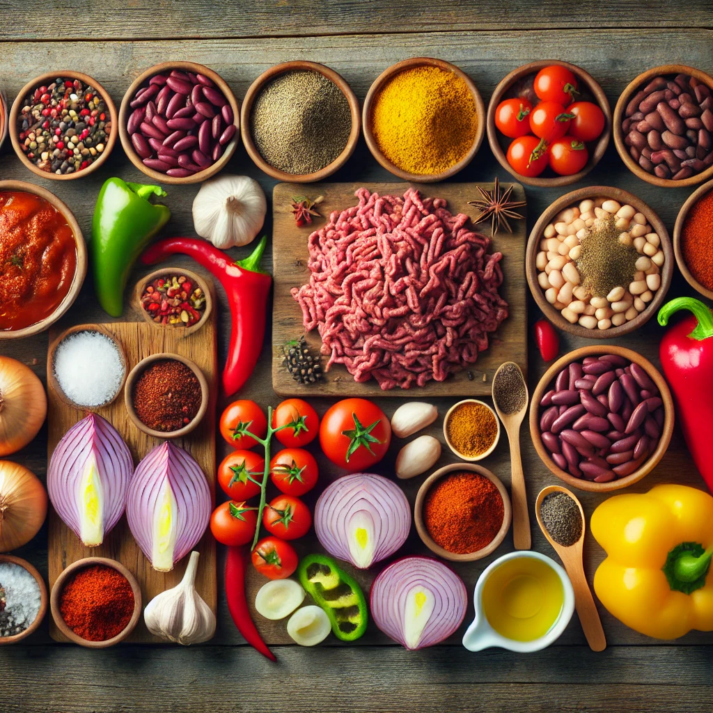 مواد لازم تهیه خوراک بیف چیلی برای ۴ نفر