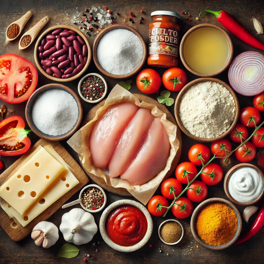 مواد لازم برای تهیه انچیلادا مرغ