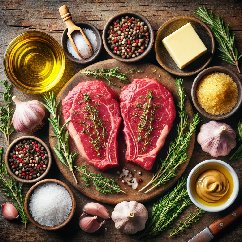 مواد لازم برای تهیه استیک آنتروکوت فرانسوی