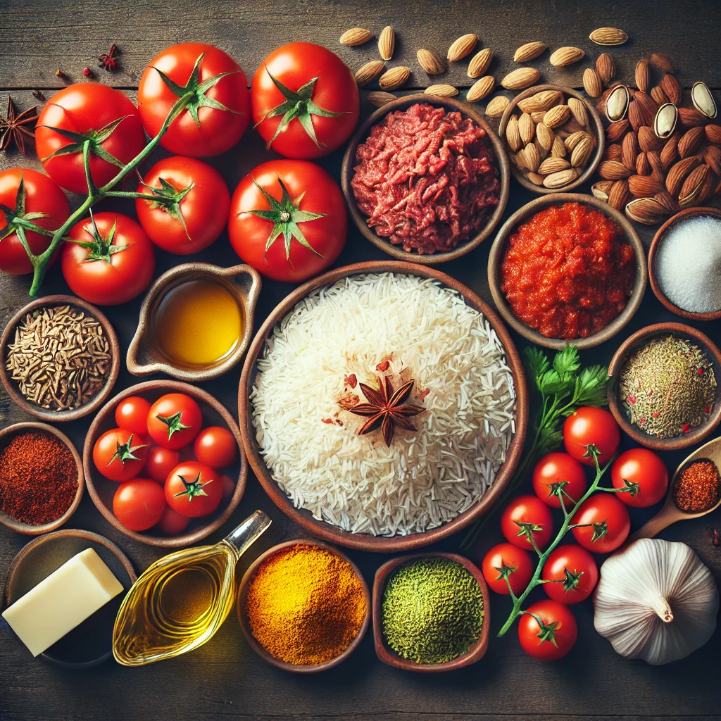 مواد لازم گوجه پلو (برای ۴ نفر):