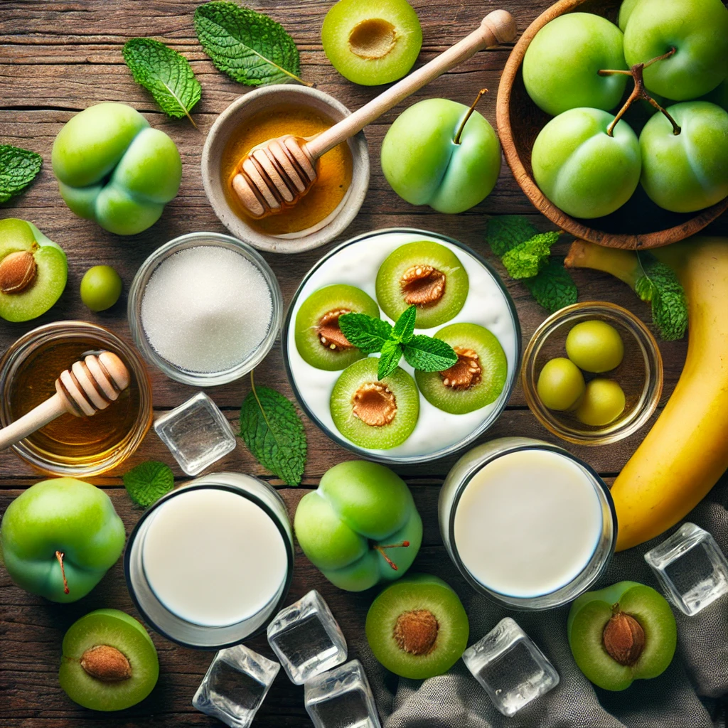 مواد لازم برای تهیه اسموتی گوجه سبز
