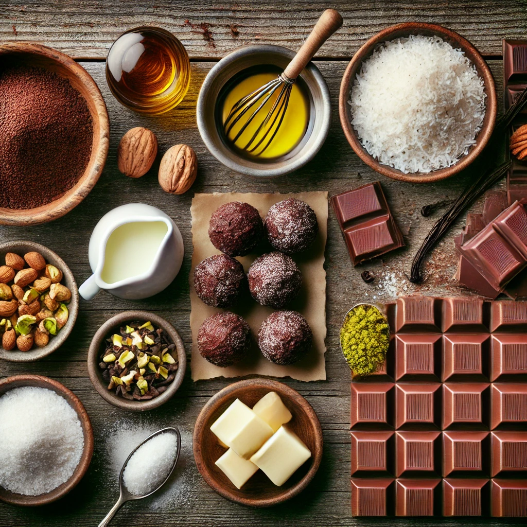 مواد لازم برای تهیه ترافل شکلاتی