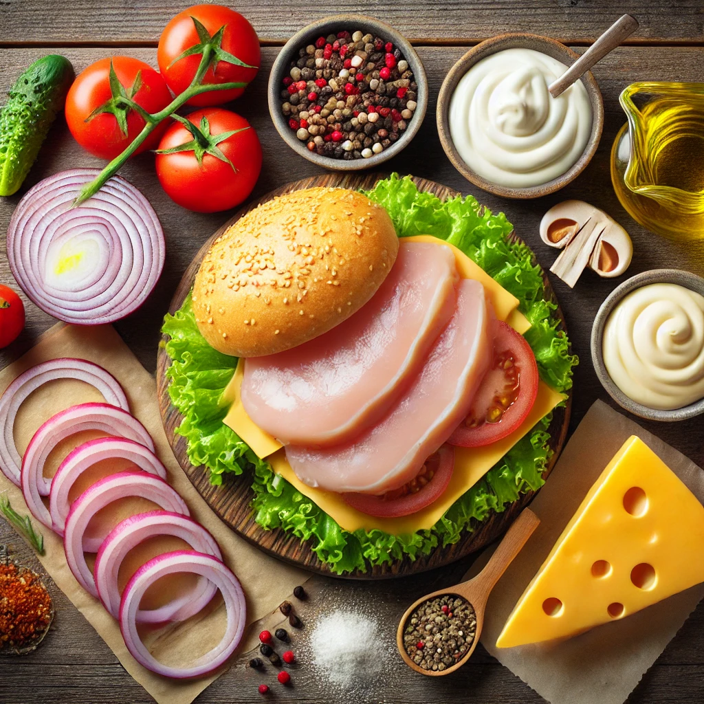 مواد لازم تهیه ساندویچ چیکن گریل برای 2 نفر