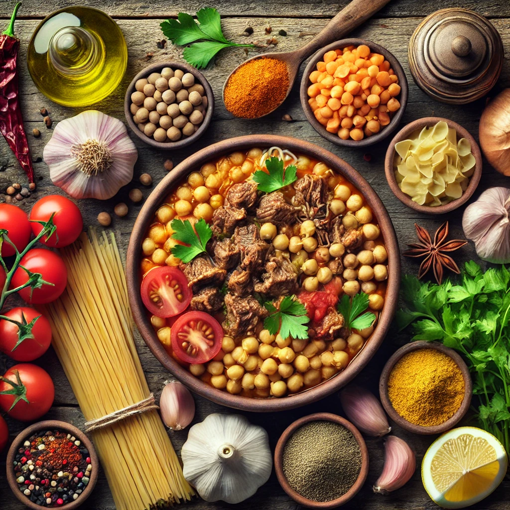 مواد لازم تهیه سوپ حریرا مدیترانهای برای 4 نفر