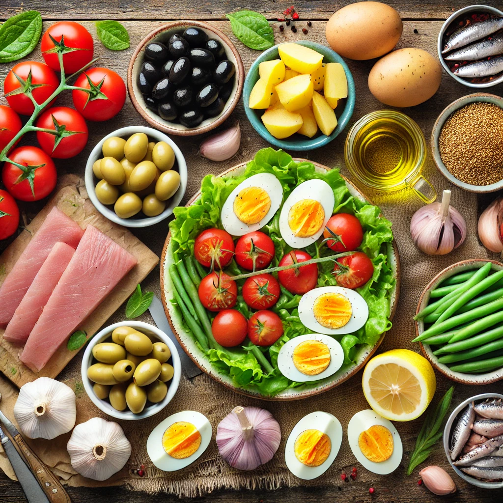 مواد لازم برای تهیه سالاد نیسواز فرانسوی