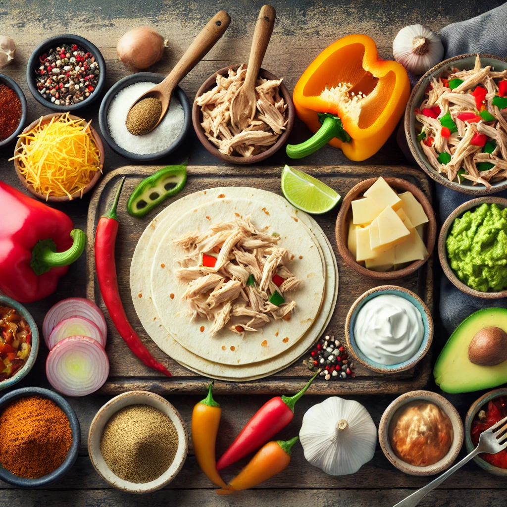 مواد لازم کسادیا مرغ برای 4 نفر