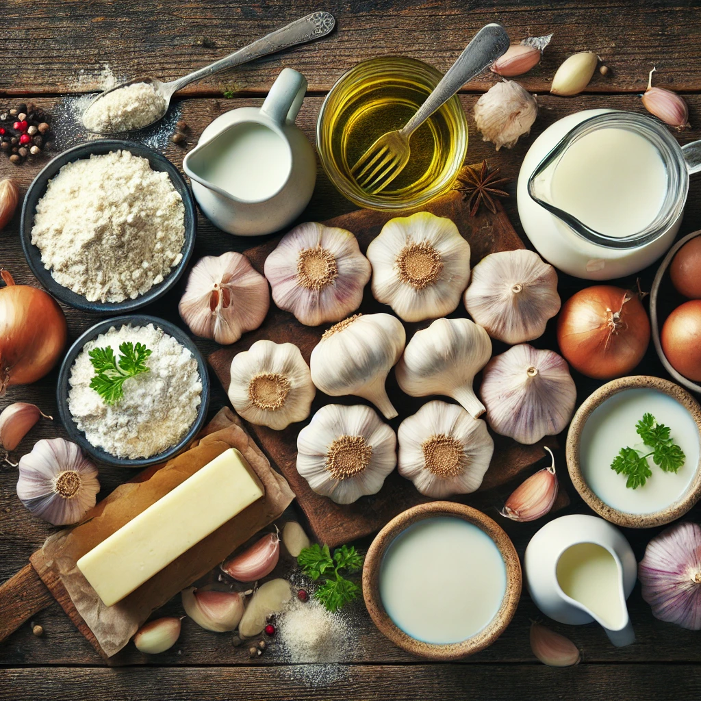مواد لازم تهیه سوپ سیر برای 4 نفر