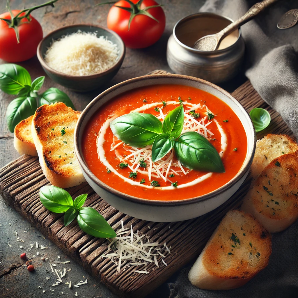دستور تهیه سوپ گوجه پارمزان