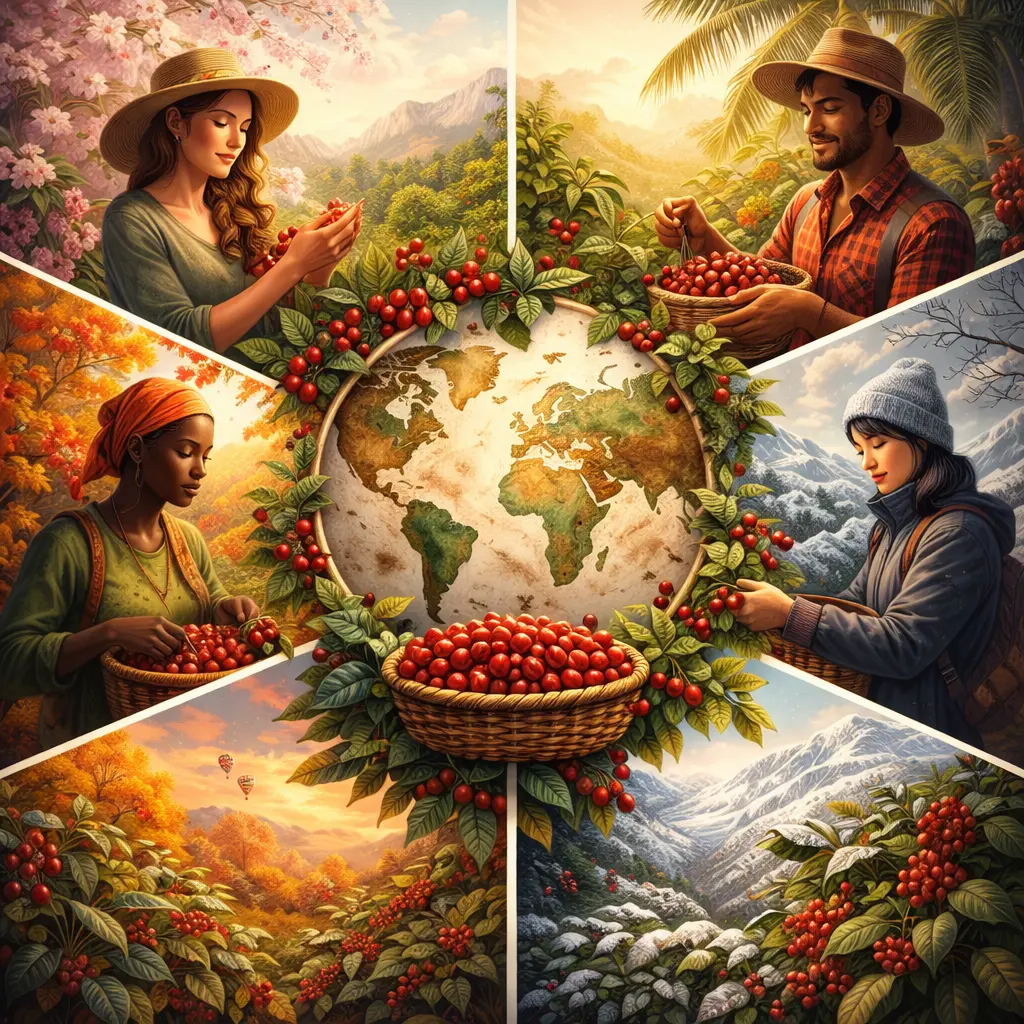 فصل‌های برداشت قهوه در کشورهای مختلف؛ چرا زمان برداشت بر کیفیت قهوه اثر تعیین‌کننده دارد؟